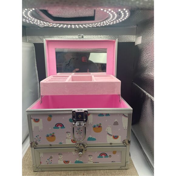 NEW RAINBOW ALPACA PATTERN JEWELRY MAKEUP CASE 82Z GIRLS - Picture 5 of 13